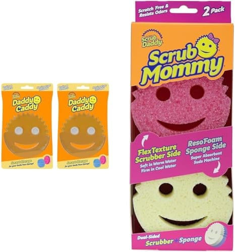 Scrub Daddy Holder for Sink - Scrub Daddy Caddy Dish Sponge Holder & Cleaning Organiser & Scrub Mommy Washing Up Sponge - Dual Sided Scrubbing Non Scratch Scourers