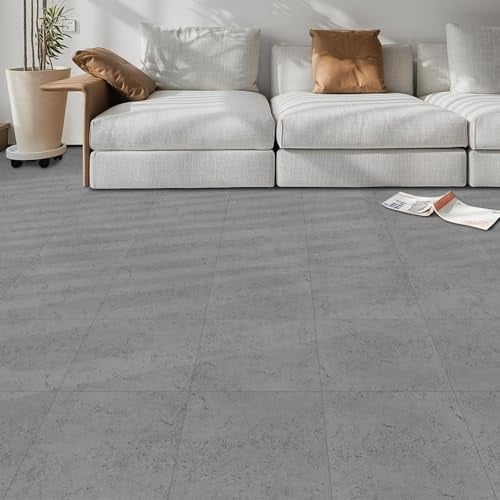 Vinylboden Selbstklebend PVC Bodenbelag Selbstklebende Vinyl-Fliesen, Wasserdicht Verschleißfest Geeignet, für Badezimmer Küche Wohnzimmer Schlafzimmer Grau Marmor 30x30cm 20pcs