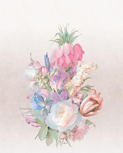 Rasch Tapete 361032 - Fototapete auf Vlies mit Blumen in Rosa, Grün und Lila aus der Kollektion Magicwalls - 2,65 m x 2,12 m (LxB)