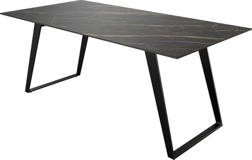 Esszimmertisch Edge Keramik Laminam® Noir Desir Braun 200x100 Metall Schräg Schwarz
