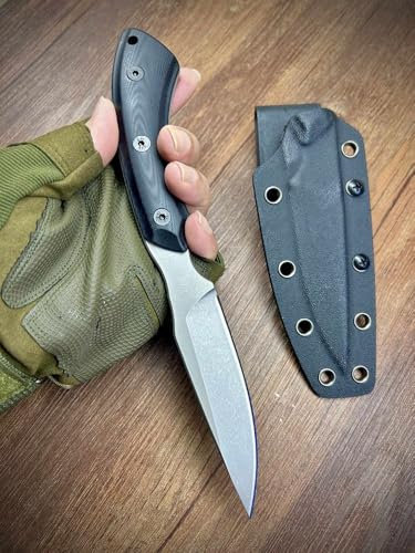 TEERMA UI3 Cuchillo Supervivencia Caza Monte bushcraft Camping Outdoor Campo - Con vaina cutánea, Se utiliza principalmente para la caza y el senderismo.