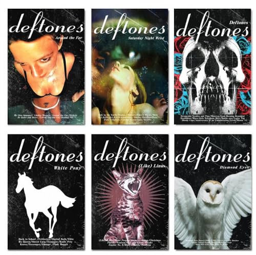 BBLKDZTX Deftones Albumcover-Poster Set (6 Stück) - Musik-Leinwandposter für Schlafzimmer, Ästhetische Wandkunst und Drucke, 20 x 30 cm, Stil 5