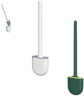 2 Pezzi Spazzolone WC Silicone，Scopino Bagno wc Silicone，con Staffa ad Asciugatura Rapida Anti-goccia.