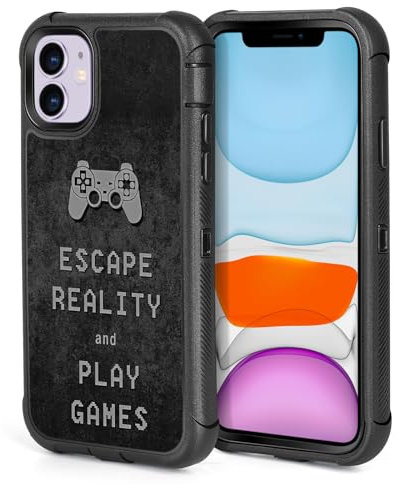 XWMHHP Compatible with iPhone 11 Case Escape Reality and Play Games Design for Boys Kids Teens, 3-Layer Rugged Shockproof Anti-Slip Hard Bumper Silicone Rubber Heavy Duty Protection Cover