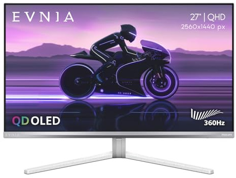 Philips Evnia 27M2N8500 QD OLED Gaming Monitor, QHD 2560 x 1440, 360Hz, 0.03ms Tiempo de Respuesta, Ambiglow, hub USB, Altura Ajustable, reemplazo anticipado de 4 años, Compatible con Xbox PS5 Switch