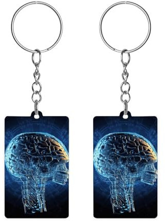 VFKLT Acryl-Schlüsselanhänger, Acryl-Dekorationen, niedliche künstliche Intelligenz, Gehirn, bedruckte Schlüsselanhänger, Ringe, Automobil-Schlüsselanhänger für Männer und Frauen, Künstliche