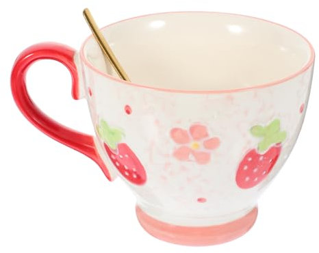 Amosfun Taza De Con Cucharita Set De 2 Tazas Para Desayuno y Cereal Taza De y Leche Con Diseño Perfecta Para Bebidas Calientes y Frías