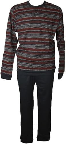 Ragno Pigiama Uomo Interlock Caldo Cotone Invernale Manica Lunga Collo Serafino Pantalone e Maglia con Polsini Articolo U523N1, 139F Fantasia Notte, 56