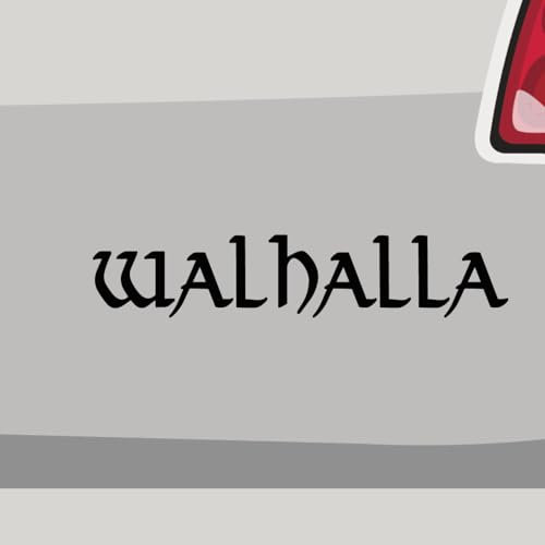 Aufkleber - Walhalla Schrift Schriftzug - Sticker, Folienaukleber für Auto, Motorrad, Fahrrad, Laptop, LKW (10x2cm | Weiß)