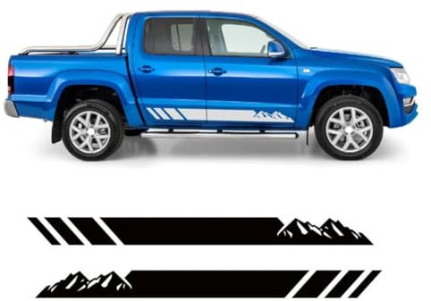 2 Stück, für VW Amarok, für Off Road Mountain Graphics Vinyl-Aufkleber, Autotür-Seitenschweller-Aufkleber, Karosserie-Pickup-Kofferraumstreifen