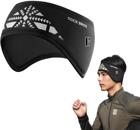 ROCKBROS Sport Stirnband Damen und Herren Winter, Elastische Stirnband Mit Klettverschluss, Winter Ohrenwärmer Stirnband Warmes für Joggen, Laufen, Wandern, Fahrrad und Skifahren, Sport Zubehör