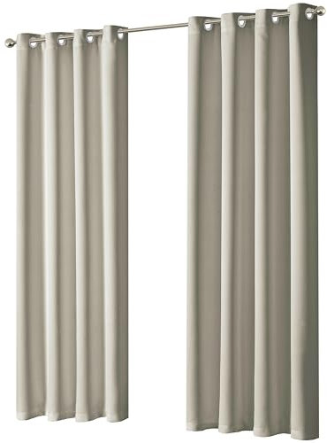 Olivia Rocco Blackout Eyelet Curtains Black Out Thermal Ring Top Curtain Pair Window Treatment Living Room Bedroom, 90 (Width) x 90 (Drop) Natural
