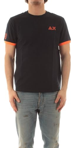 SUN68 T-Shirt Kurzarm T35125 Piquet mit Fluo Logo Größe M Farbe 07 Navy Blue