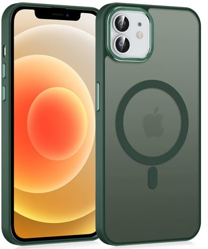 Knrlqim Magnetica Cover per Apple iPhone 12/12 Pro 6.1[Compatibile con MagSafe] Custodia Traslucida Matte Hard PC, Ultra Sottile TPU Antiurto Anti-Graffio Protettiva Case per iPhone 12 Pro/12,Verde