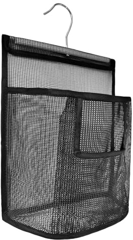 KIAYOO Sac à Pinces, Sac de Rangement Suspendu Panier à Pinces Douche pour Buanderie Salle de Bain Balcon Usage Intérieur Extérieur, Noir