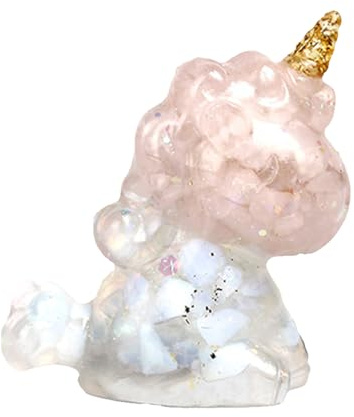 Stgbcst Estatua de unicornio de cristal, decoración de mesa de unicornio de cristal, figura decorativa de unicornio de chakra, tamaño: 6,7 x 4 x 7,5 cm. Peso: aprox. 110 gramos. Adecuado para la