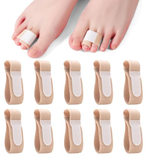 Spunklad 10pcs Toe Straighteners For Bent Toes, Hammer Toe Corrector, Vane Toes Separators For Bunions, Fabric Finger Tape, Cushioned Bandages