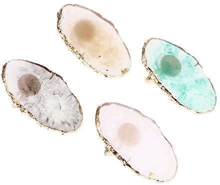 GALPADA 4pcs Resin Marble Nail Art Palettes Manicure Paint Tray DIY Color Mixing Plate for Salon and Home Nail Art Lovers