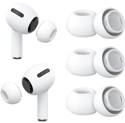 3 Pairs Replacement Ear Tips for Airpods Pro 2nd and Airpods Pro Generation with Portable Storage Box, Noise Reduction Hole & Built-in Dust Guard Screen, Silicone Ear Tips for Airpods Pro(White, M)