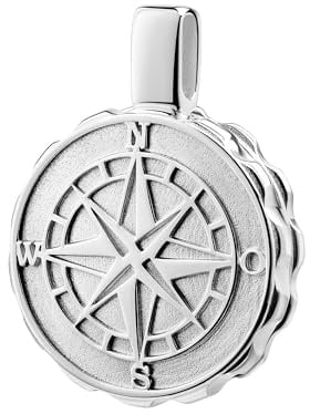 JEVELION Kettenanhänger Outdoor-Medaillon Kompass zum Öffnen für Bilder 925 Silber Foto Amulett für Damen + Herren Schmuck-Etui Mit Kette 925 Silber - Kettenlänge 45 cm.