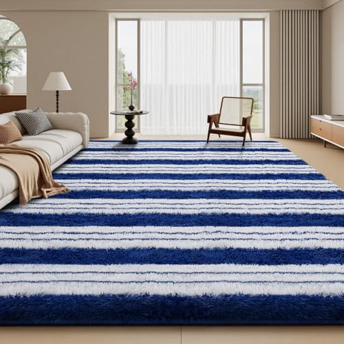 Treeboy Teppich Wohnzimmer Kinderzimmer Waschbarer Teppich 240x300 Blau | Anti-Rutsch Carpet Living Room,Waschbarer Teppich,Extra Große Hochflor Flauschiger,Moderne Teppich für Kinderzimmer mädchen