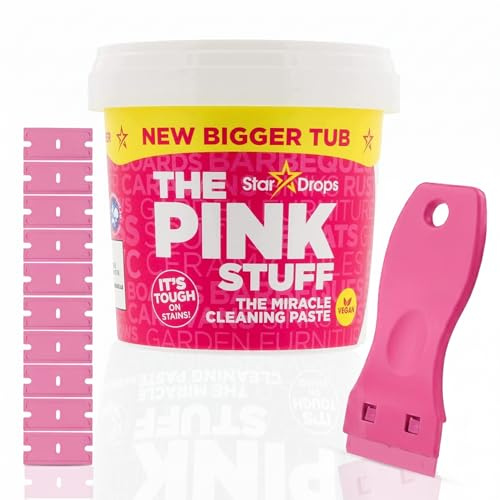 Pink Stuff Cleaning Paste 850g with Scraper Tool + 10 Spare Units + Non Scratch Oven Hob Glass Cleaning Tool – All Purpose Multi-Surface Cleaner & Tough Stain Remover