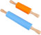 Silikon-Teigroller Antihaft-Oberfläche Nudelholz Mittel- und Minigröße Holzgriff Nudelhölzer für Backen Pizza Kekse 2 Stück (Blau & Orange)