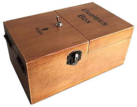 Maijia Mini Jouet drôle Cadeaux créatifs boîte Inutile Laissez-Moi Seul Machine pour Anniversaire et fête Cadeau Jouet Jeu (Brown, Useless Box)