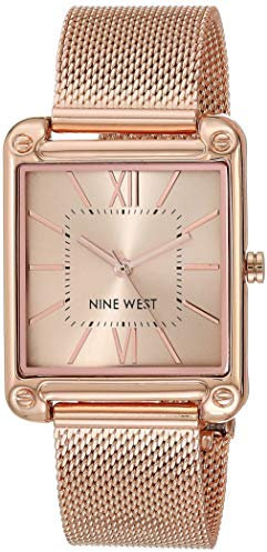 Nine West - Orologio da donna con cinturino in maglia mesh, Oro Rosa