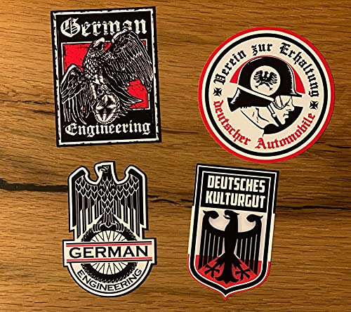 24/7stickers #940 / KULTURGUT Aufkleber Set 8cm Adler Oldtimer Youngtimer German Oldschool Sticker Auto Käfer Bus T1 T2 T3 Aircooled luftgekühlt Kult Fun