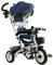 HOMCOM 4-in-1 Kinderdreirad, Kinder Fahrrad mit Sicherheitsgurt und Sonnendach, Dreirad, Kinderauto, Aluminium, Metall, Kunststoff, Blau, 118 x 53 x 105 cm