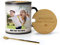 Personalised Heat Changing Mug with Lid and Spoon 10oz, Wood Cover Engraved Name, Heart Handle Photo Cup - Gift for Birthday Christmas