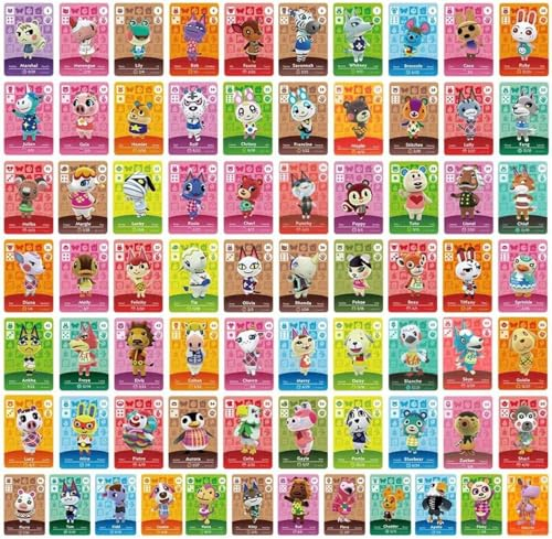 Lot de 72 mini cartes NFC compatibles avec Animal Crossing New Horizons sur Switch. Rares villageois séries 1 à 4 avec étuis de rangement
