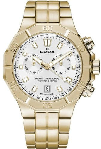 EDOX Herren Analog Quarz Uhr mit Edelstahl Armband mid-39648