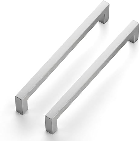 Ravinte 5 tiradores de armario de 192 mm, plateados, para armarios de cocina, armarios, tiradores cuadrados, para muebles, de acero inoxidable, para tiradores de cocina