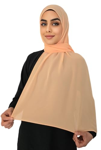 Medinah Moderne Hijab Kopftuch für Frauen - Premium Chiffon, Leichter Stoff, 180x70cm Groß (Pastell Pfirsich #27)