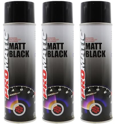 PROTOUCH 3x Promatic Matt Black Spray Paint, 500ml, Fast Drying, Weather/UV Resistant, Internal/External Use
