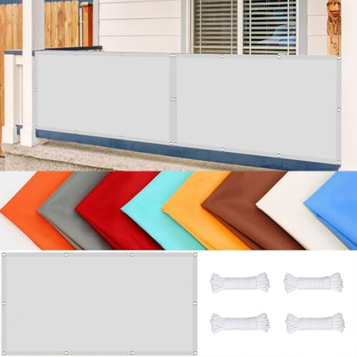 Brise Vue Balcon 130 x 190 cm Imperméable, Protection UV Paravent de Balcon Opaque avec Attaches de Câble, Facile a Poser pour Balcon et Clôture Porches, Blanc