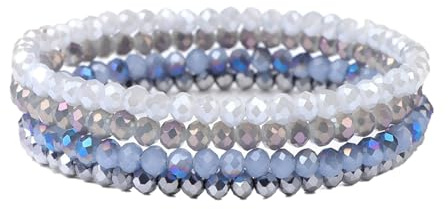 Hernin Bracelet de Perle Cristaux Elastique Multicouches Bijoux,Bracelets Multicouches en Perles de Cristal Pour Femme,Bracelet de Bohème en Perles de Cristal