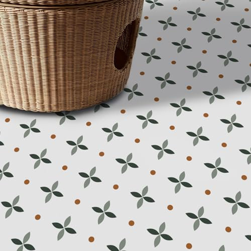 Alwayspon Vinyl Flooring Self Adhesive Floor Tiles Sticker Peel and Stick Vinyl Flooring Planks for Kitchen Living Rooms and Bathroom Floor, White and Green