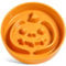 LE TAUCI Ceramic Puzzle Feeder Bowl Raised 1.5 Cup with Wood Stand for Small Medium Dog & Puppy, Fast Eating Food Dish Pumpkin Orange