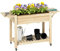 Outsunny Raised Garden Bed, Wooden Elevated Planter Box with Lockable Wheels, Side Tables and Bottom Shelf, Outdoor Planter with Liner and Drainage Holes for Vegetables, Flowers, Fruits, Natural