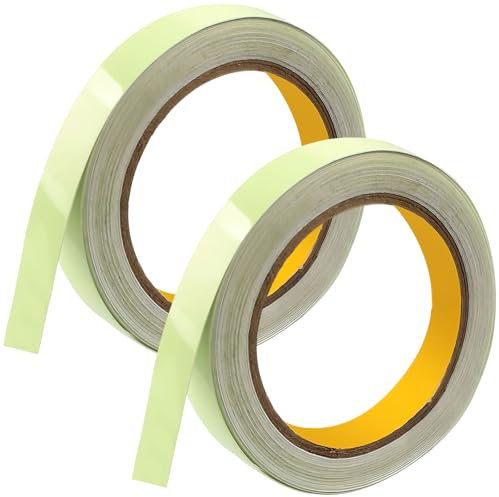 Binnan 2 Rollo Cinta Adhesiva Luminosa, Pegatinas Fluorescentes, Tiras de Pegar Brillan Oscuridad para Marcar Escalones, 10m x 1cm Reflectante Verde