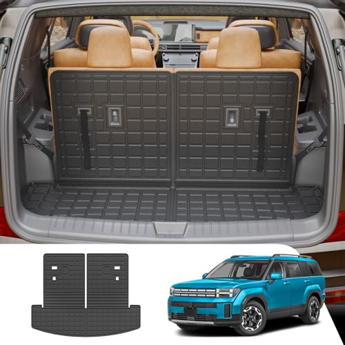 Tecbaba Cargo Liner Compatible with 2024-2026 Santa Fe Trunk Mat Cargo Mat TPE Back Seat Cover Protector 2025 Santa Fe Accessories