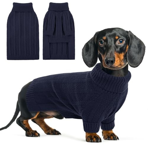 Queenmore Dog Jumper XS, Cozy & Stretchy Cat Jumper for Puppy, Chihuahua, Teacup, Cats, Kitten (Navy, XS)