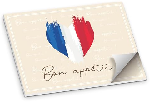 itenga Tischset Platzset mit Flaggenmotiv Ländermotiv I Papier I DIN A3 50 Blatt I ideal als Gedeckunterlage bei verschiedenen Anlässen Geburtstagen Mottopartys (Frankreich)