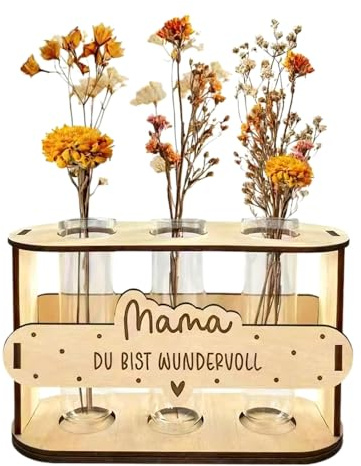 Geschenke für Mama,Geburtstagsgeschenk für Mama, Muttertag,Holz reagenzgläser für Blumen vase,Muttertagsgeschenk Geburtstags Weihnachten Blumen sind Nicht enthalten