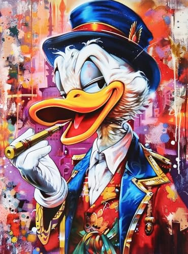 Disney Dekoratives Wandposter Serie Cartoons Paperon de 'Ducks Scrooge McDuck mit Hut Kunstdruck auf beschichtetem Papier 40 x 30 cm ohne Rahmen