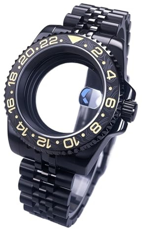 Gladiaond 1 Stück 40-mm-Submariner/GMT-Uhr mit schwarzem Gehäuse, Saphirglas, wasserdicht bis 120 Klicks, passend for NH34-, NH35- und NH36-Uhrwerke, 28,5-mm-Zifferblatt(Ceramic Bezel Set 13)