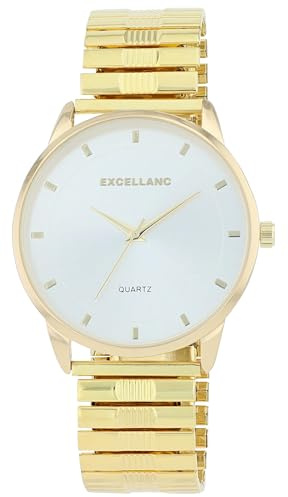 Excellanc Herren Armbanduhr aus Edelstahl in Gold, in Einer Länge von 21 cm, Klassisches Design für jeden Mann